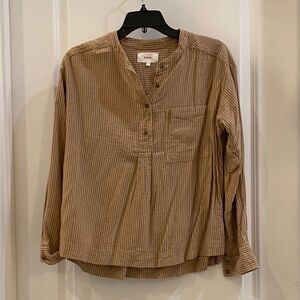 XiRENA Brown Striped Blouse